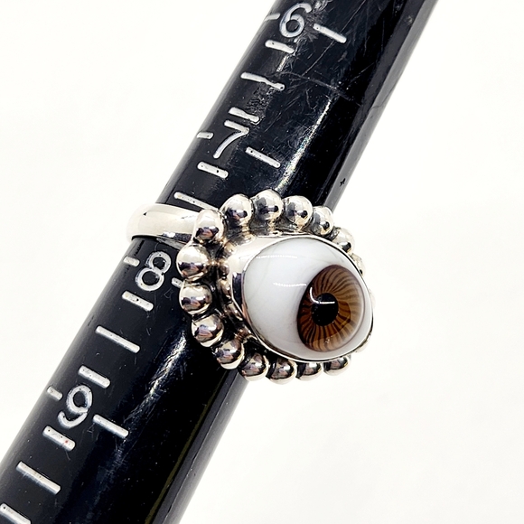 Brown Lover's Eye Sterling Silver Adjustable Ring - Picture 5 of 7
